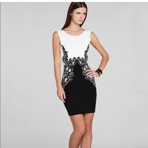 BCBG maxazria Jenn lace print scoop back dress size small